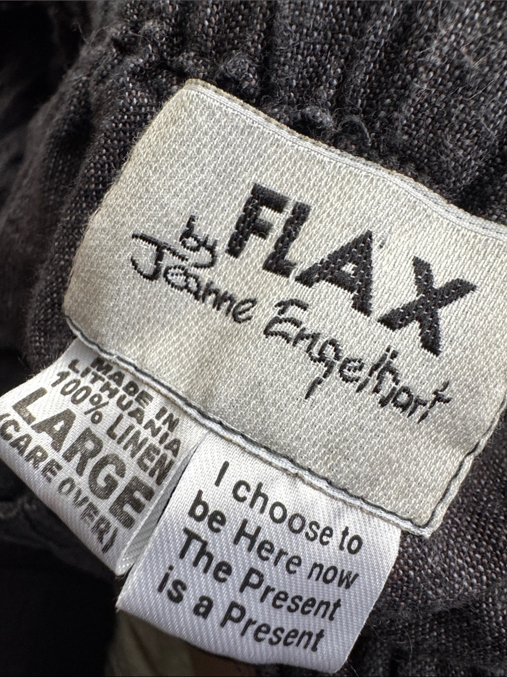 FLAX Jeanne Engelhart 100% Linen Charcoal Wide Leg Pants Pockets - Picture 4 of 5